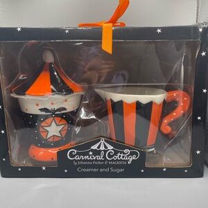 Johanna Parker Carnival Cottage Halloween Sugar And Creamer Set NEW